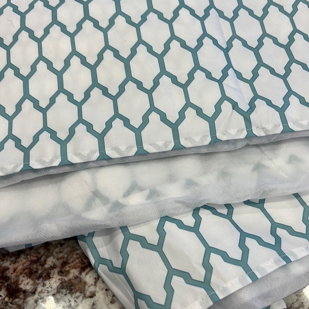 Chezmoi Collection King size bedskirt ONLY.  100% Polyester.  Teal geometric.